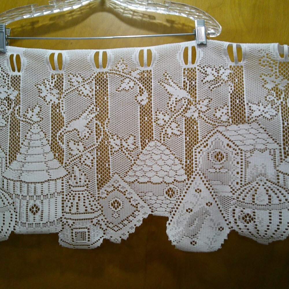 Heritage Lace Birdhouse White Lace Curtains 3 pc set ~ Two 60 x 23 & One 60 x 14